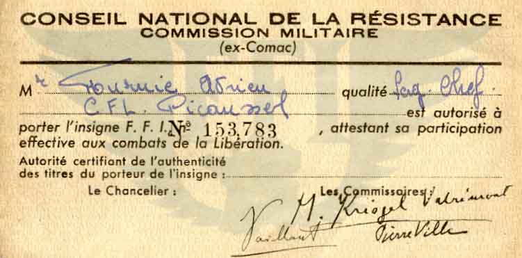 Papier du conseil national de la résistance