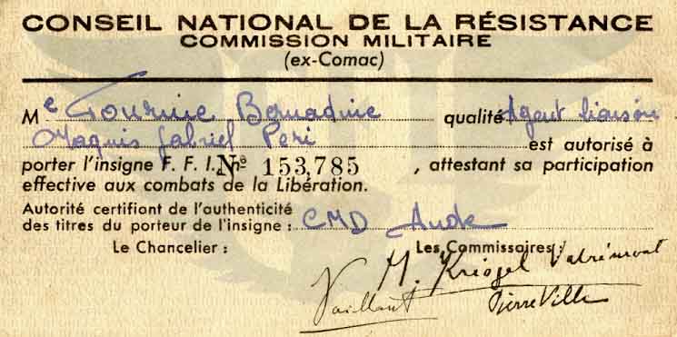 Papier du conseil national de la résistance