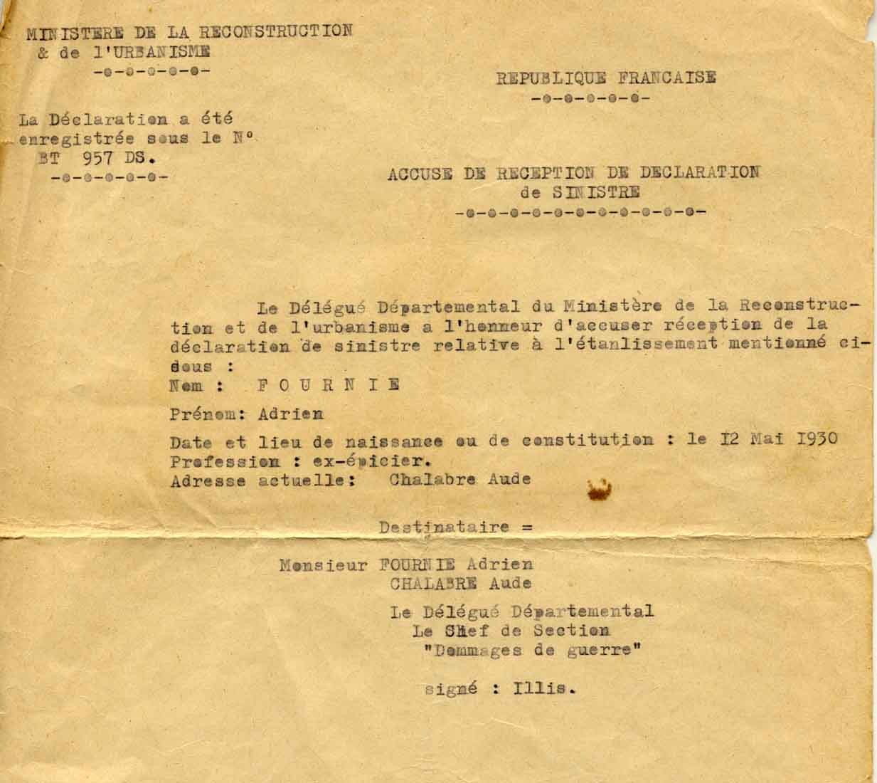 Ministère de la reconstruction