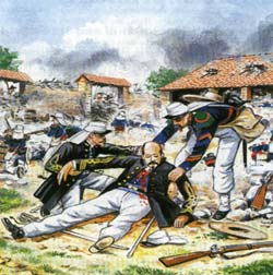 Dessin de la bataille de Camerone