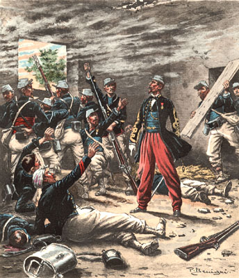 Dessin de la bataille de Camerone